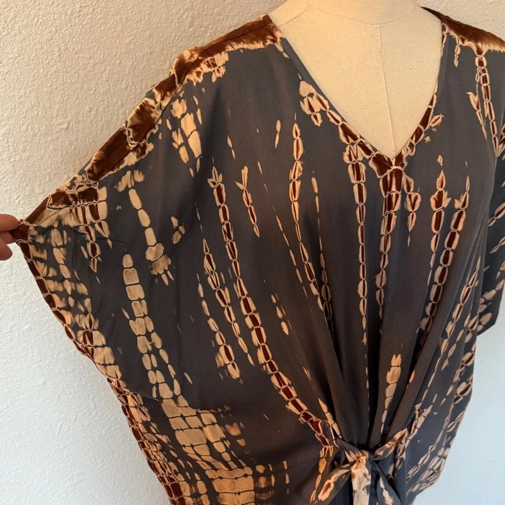NWT J. Jill Pure Jill Tie Dye Belted Top Stone Multi size Large Tall - Picture 4 of 16